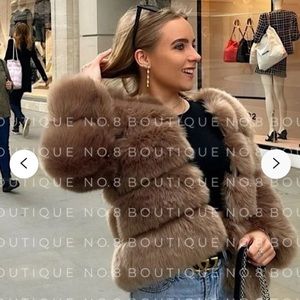 Faux Fur Coat Mocha Colour 5 row